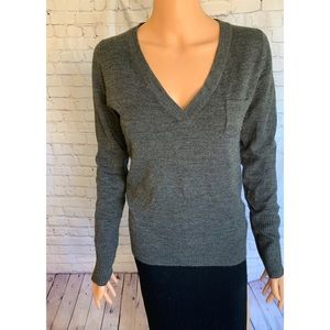 Takeout size large Soft Cute Dark Grey V-Neck Sweater